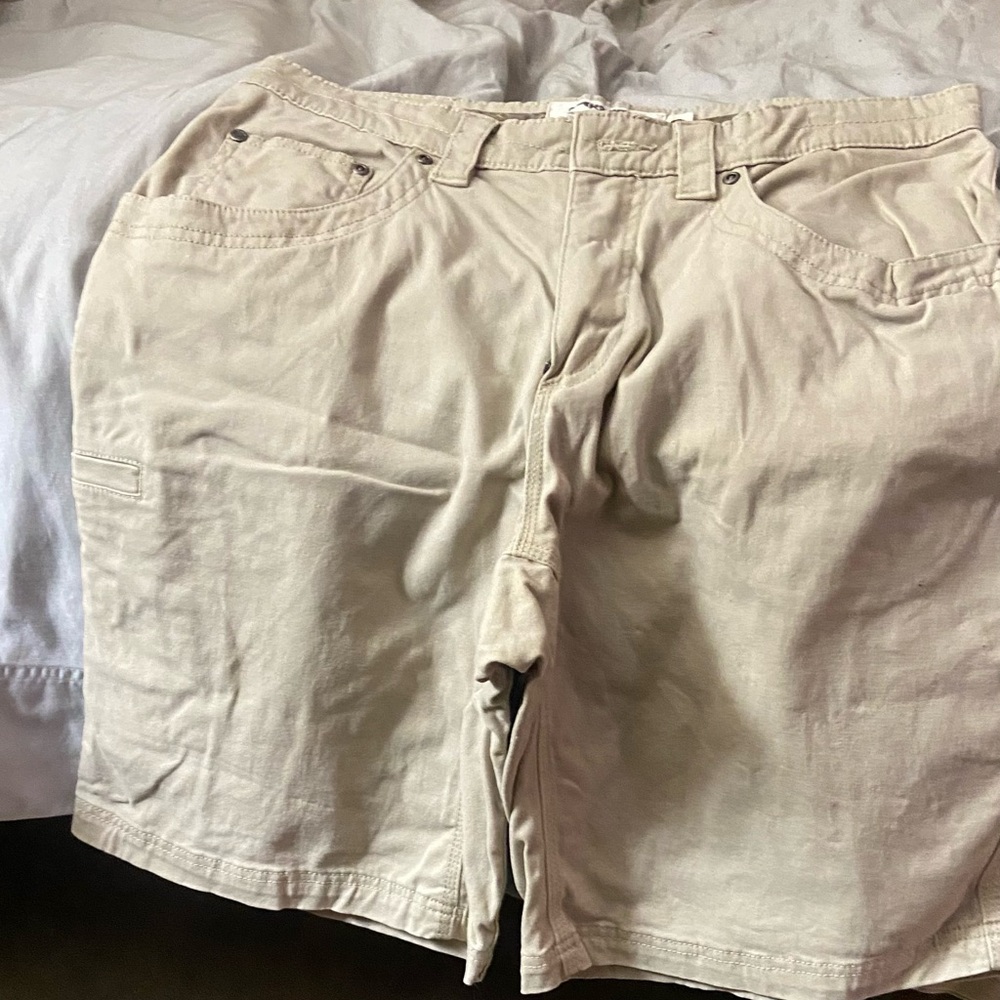 Mountain Khakis Beige Classic Fit Shorts. Wrinkled from sitting in my closet